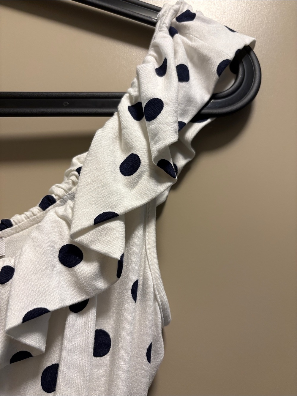 Boden Polka Dot Ruffle Maxi Dress White Navy - Size 4 - Picture 6 of 6